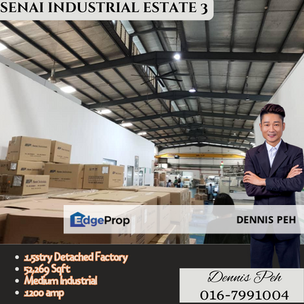 Senai Industrial Estate 3 1.5stry Detached Factory For Sale (Medium Industrial ), Johor, Senai