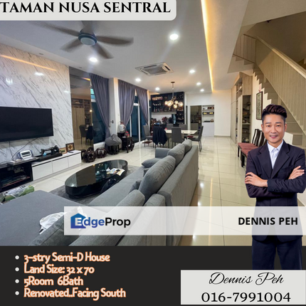 Nusa Sentral 3-stry Cluster Renovated House For Sale (Facing South), Johor, Nusajaya
