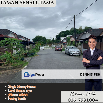 Taman Senai Utama 1-stry Terrace House For Sale (Facing South), Johor, Senai