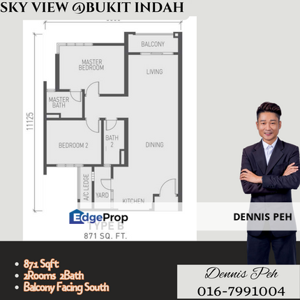 Sky View@Bukit Indah 2rooms House For Sale (Balcony Facing South), Johor, Bukit Indah