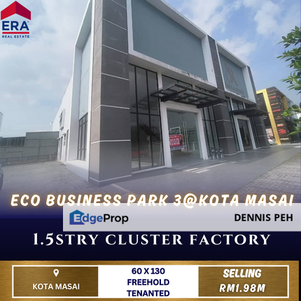 Eco Business Park 3@Kota Masai 1.5stry Cluster Factory For Sale (Tenanted), Johor, Masai