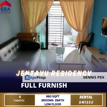 Jentayu Residensy @Tampoi 3rooms Full Furnish For Rent (Low Floor), Johor, Tampoi