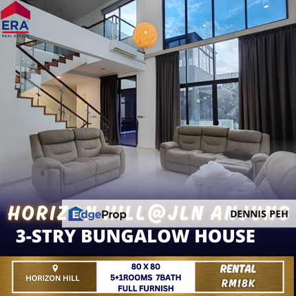 Horizon Hills @Jln Anjung 3-stry Bungalow Full Furnish For Rent (Facing North), Johor, Nusajaya