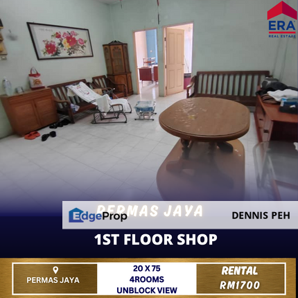 Permas Jaya 1/6 1st Floor Shop For Rent (Have 4 Rooms), Johor, Johor Bahru