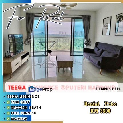 Teega Residence@Puteri Harbour 3rooms Full Furnish For Rent (Seaview), Johor, Kota Iskandar