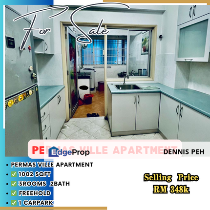 Permas Ville Apartment 3rooms Low Floor For Sale, Johor, Permas Jaya/Senibong