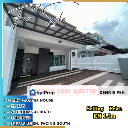 Taman Seri Austin 2-stry Cluster Reno House For Sale (Facing South), Johor, Johor Bahru