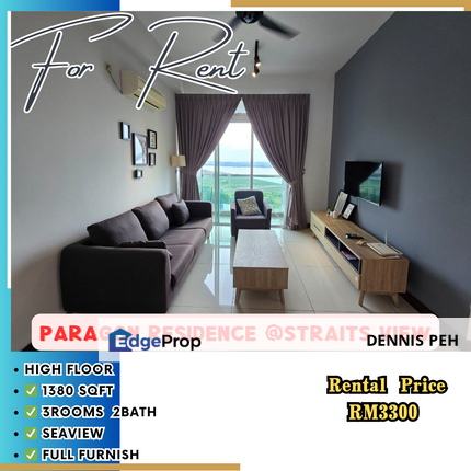 Paragon Residences,Straits View 3rooms Full Furnish For Rent(Seaview), Johor, Johor Bahru