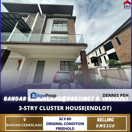 Bandar Cemerlang@Breeze 3-stry Cluster House For Sale (Endlot), Johor, Ulu Tiram