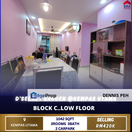 D'secret Garden @Kempas Utama 3rooms 2 Carpark For Sale, Johor, Johor Bahru