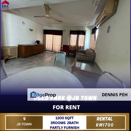 Polo Park @Jb Town 3rooms Partly For Rent, Johor, Johor Bahru