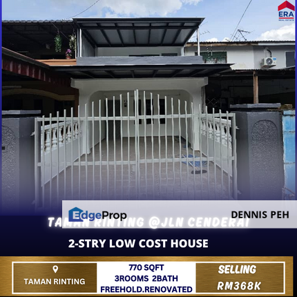 Taman Rinting,Masai 2-stry Low Cost House For Sale (Renovated), Johor, Masai