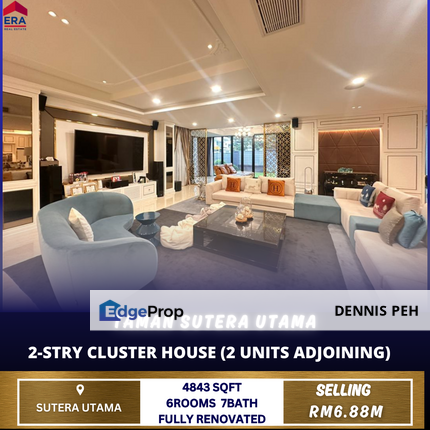 Tmn Sutera Utama 2-stry Cluster Renovated House For Sale ( 2 adjoining units), Johor, Skudai