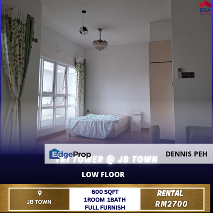 TriTower@Jb Town 1room Full Furnish For Rent, Johor, Johor Bahru