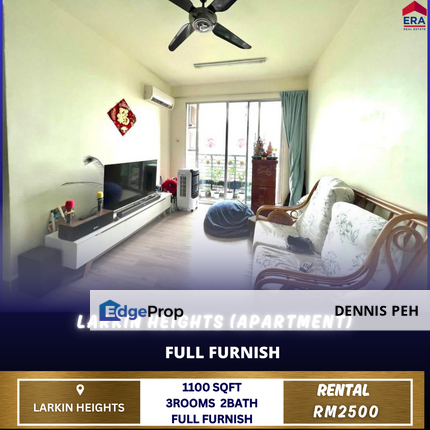 Larkin Heights Apartment 3rooms Full Furnish For Rent , Johor, Johor Bahru