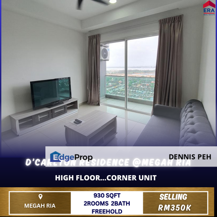 D'Carlton Residence @Megah Ria 2rooms High Floor For Sale (Seaview & Corner Unit), Johor, Masai