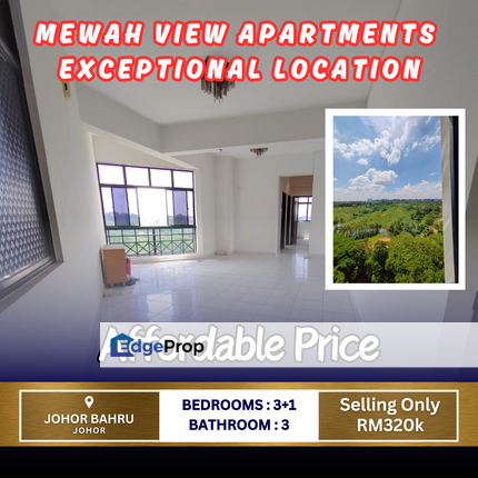 Mewah View Apartment High Loan Nice View Unblock, Johor, Johor Bahru