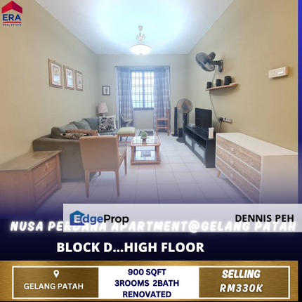 Nusa Perdana Apartment@Gelang Patah 3rooms Renovated House For Sale (Tenanted), Johor, Gelang Patah