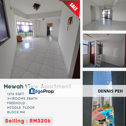 Mewah View Apartment @Skudai 3+1rooms Middle Floor For Sale, Johor, Johor Bahru