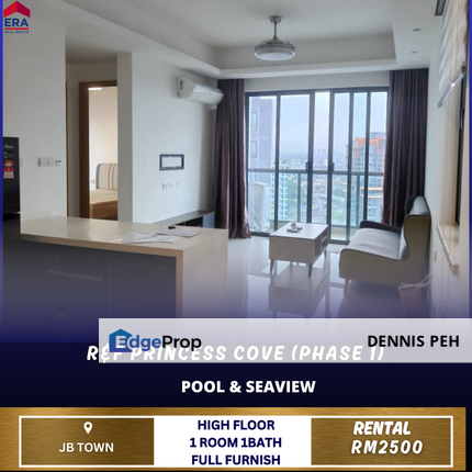 R&F Princess Cove 1room Type Full Furnish For Rent (Pool & Seaview), Johor, Johor Bahru