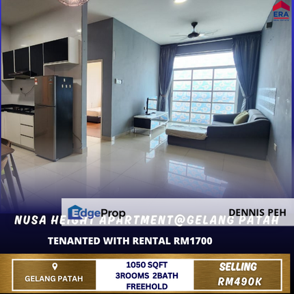 Nusa Height Apartment@Gelang Patah 3rooms Full Furnish For Sale, Johor, Gelang Patah