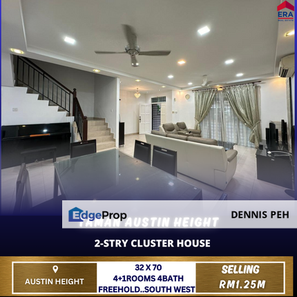 Tmn Austin Heights 2-stry Cluster House For Sale (Facing Southwest), Johor, Johor Bahru