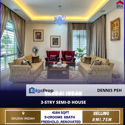 Skudai Indah 3-stry Semi-D Renovated House For Sale, Johor, Skudai