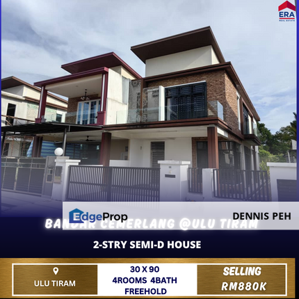 Bandar Cemerlang,Ulu Tiram 2-stry Semi-D House For Sale, Johor, Ulu Tiram