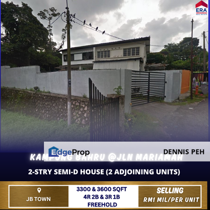 Kampung Bahru,Jln Mariamah 2-stry Semi-D House For Sale (2 units Adjoining), Johor, Johor Bahru