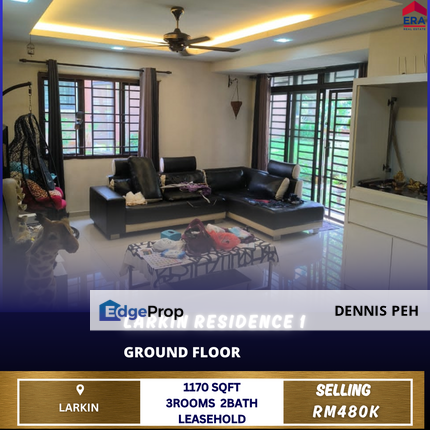 Larkin Residence 1 3rooms Ground Floor House For Sale, Johor, Johor Bahru