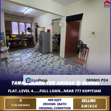 Tun Aminah Flat For Sale (Full Loan) Level 4 Near 777 kopitiam, Johor, Johor Bahru