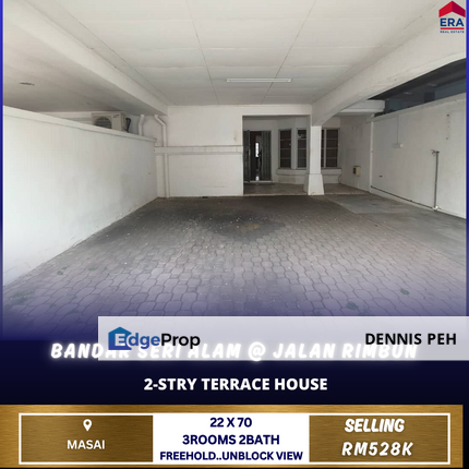Bandar Seri Alam 2-stry Terrace Unblock View For Sale, Johor, Masai