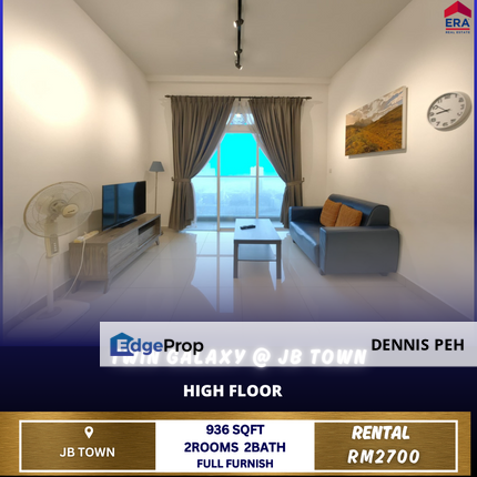 Twin Galaxy @Jb Town 2rooms Full Furnish For Rent, Johor, Johor Bahru