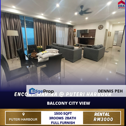 Encorp Marina @Puteri Harbour 3rooms Full Furnish For Rent (City View), Johor, Kota Iskandar