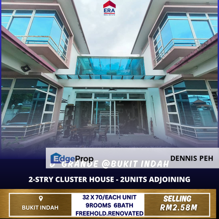 D'Grande @Bukit Indah 2-stry Cluster Renovated House For Sale ( 2units Adjoining ), Johor, Johor Bahru