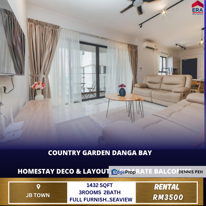 Country Garden @Danga Bay Few Units 3rooms Homestay Design 3 Separate Balconies For Rent (Seaview), Johor, Johor Bahru