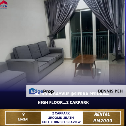 Meridin Bayvue @Sierra Perdana 3rooms 2Carpark Facing Seaview House For Rent, Johor, Masai