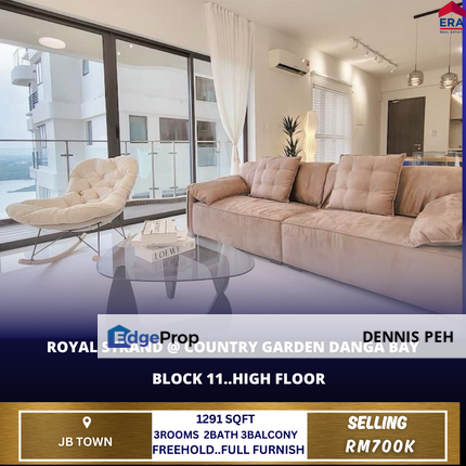 Royal Strand @Country Garden 3rooms 3balcony Full Furnish For Sale, Johor, Johor Bahru