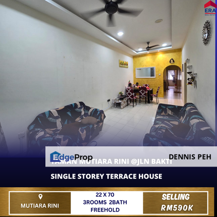 Mutiara Rini @Jln Bakti 1-stry House For Sale (Unblock View), Johor, Skudai