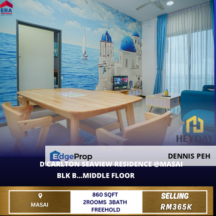 D'Carlton @Masai 2rooms Full Furnish Pool & Seaview House For Sale, Johor, Masai