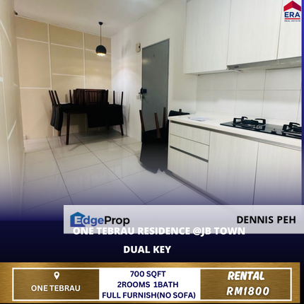 1 Tebrau Residence Dual Key Unit 2rooms Full Furnish For Rent (No Sofa), Johor, Johor Bahru