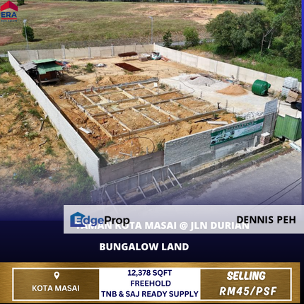 Kota Masai,Jln Durian 12,378 sqft Bungalow Land For Sale (Facing South East), Johor, Pasir Gudang