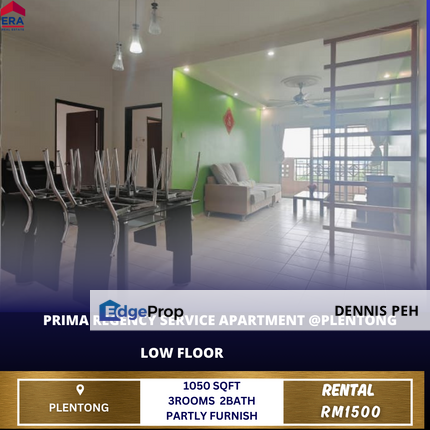 Prima Regency @Plentong 3rooms Partly Furnish For Rent , Johor, Masai