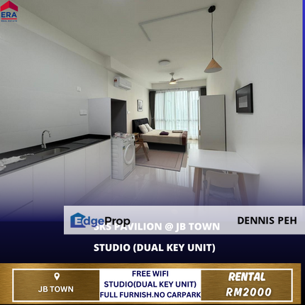 Sks Pavillion @Jb Town Studio Full Furnish For Rent, Johor, Johor Bahru