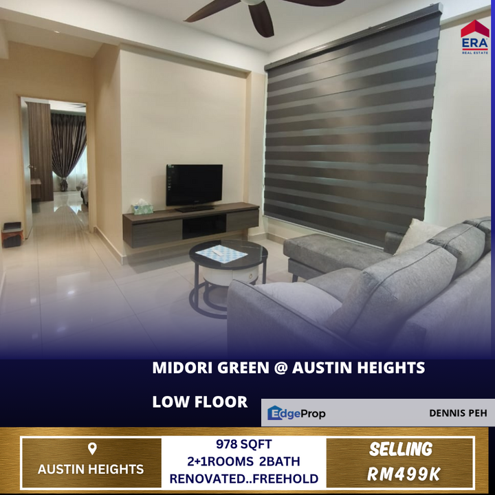 Midori Green @Austin Heights 2+1rooms Renovated Low Floor For Sale, Johor, Johor Bahru