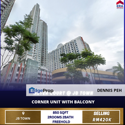 Aster Court @Jb Town 2rooms House For Sale(Corner Unit), Johor, Johor Bahru