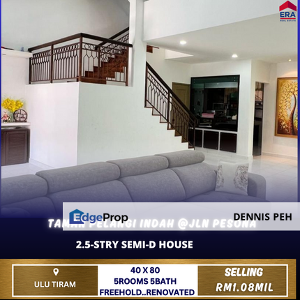 Taman Pelangi Indah 2.5stry Semi-D Renovated House For Sale, Johor, Ulu Tiram