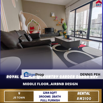 Royal Strand@Country Garden 3rooms Full Furnish For Rent (Airbnb Design), Johor, Johor Bahru