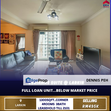 Suriamas Suites @Larkin 3+1rooms Corner Renovated House For Sale (Full Loan), Johor, Johor Bahru