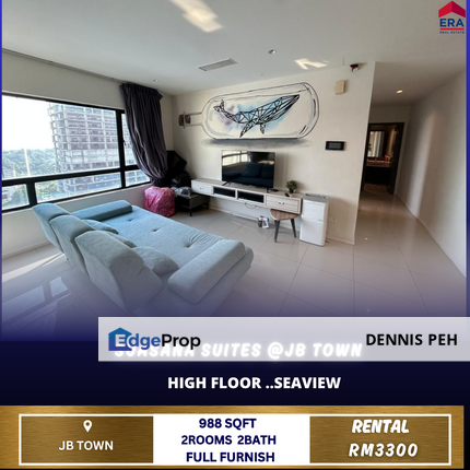 Suasana Suites @Jb Town 2rooms Full Furnish For Rent , Johor, Johor Bahru